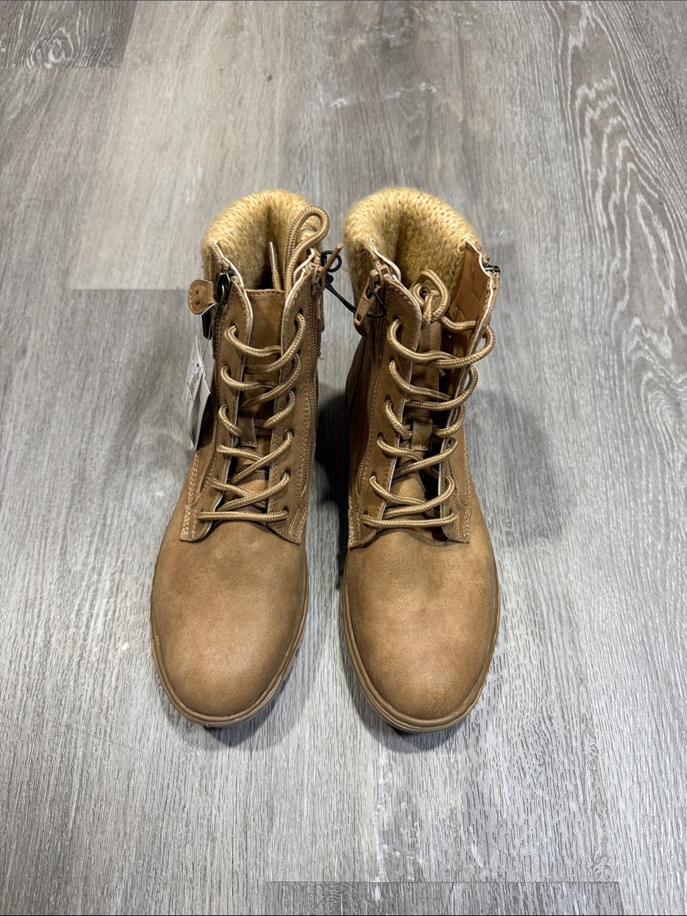 White Mountain Tan Lace-Up Combat Boots